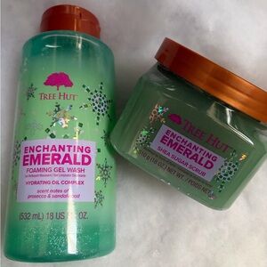 Tree Hut Enchanting Emerald Foaming Body Wash & Sugar Scrub Set NEW! Full Size